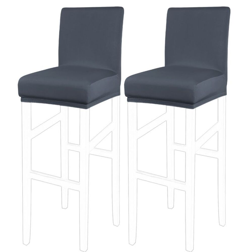 Stretch Bar Stool Cover for Bar Height Side Chair Slipcovers 2pcs Slategray